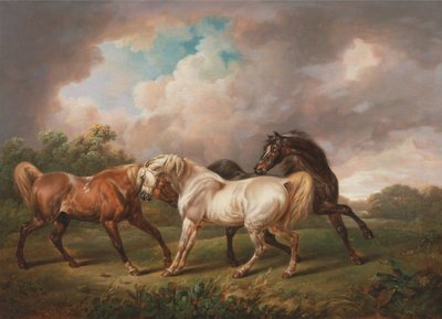 Three Horses in a Stormy Landscape by Charles Towne